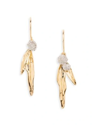 Shop Aurelie Bidermann Mimosa Two-tone Drop Earrings In Gold