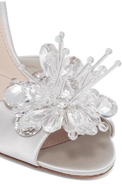 Shop Miu Miu Crystal-embellished Satin Sandals