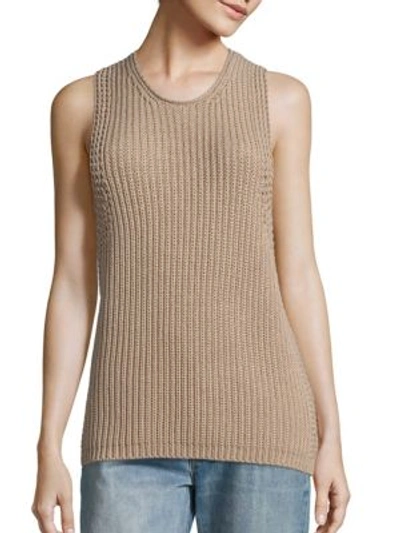 Vince Waffle-knit Sleeveless Cotton Jumper In Pale Blue