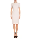 GIVENCHY SHORT-SLEEVE FITTED PENCIL DRESS, SKIN