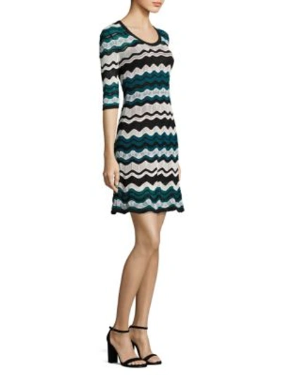 M Missoni Scoop-neck Ripple-stitch Ribbon Knit Dress In Tan