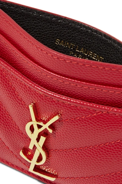 Shop Saint Laurent Quilted Textured-leather Cardholder