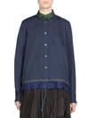 Sacai Lace Trim Drawstring Shirt In Navy