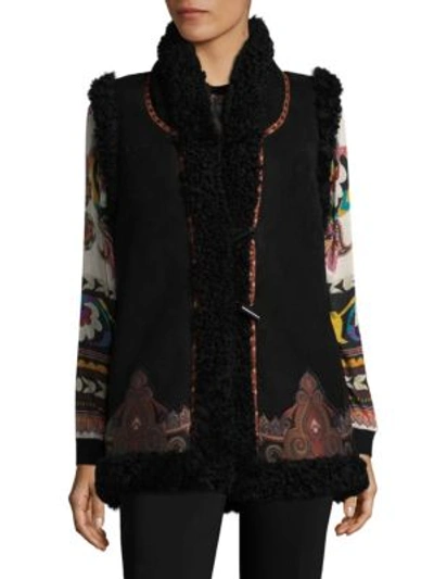 Etro Wool Shearling Waistcoat In Black