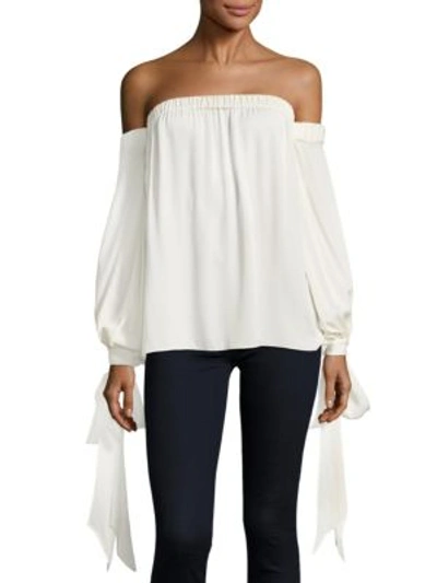 Milly Alba Off-the-shoulder Stretch-silk Top In White