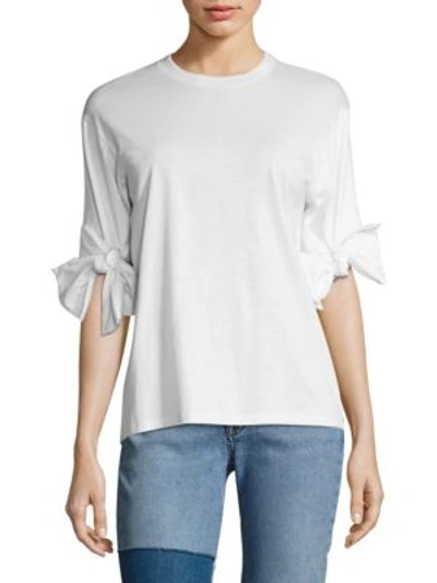 Victoria Victoria Beckham Bow Detail Cotton T-shirt In White