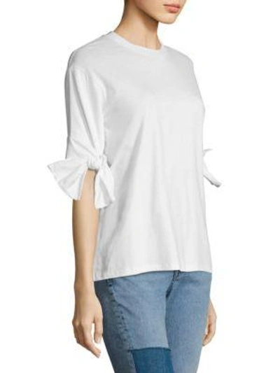 Shop Victoria Victoria Beckham Bow Cuff Cotton Tee In White