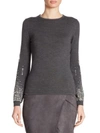 OSCAR DE LA RENTA Crystal-Embellished Merino Wool Sweater