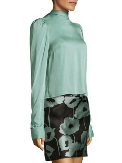 Shop Milly Stretch Silk Kitty Blouse In Ice