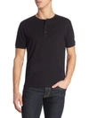 Vince Short Sleeve Slub Henley In Black