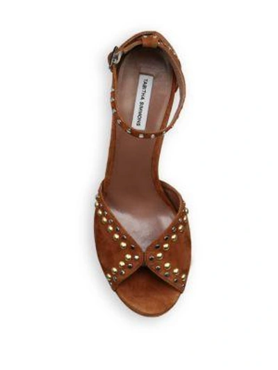 Shop Tabitha Simmons Julieta Studs Suede Ankle-strap Sandals In Cognac