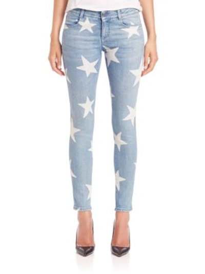 Stella Mccartney Skinny Denim Stars Print Jeans In Dark Navy