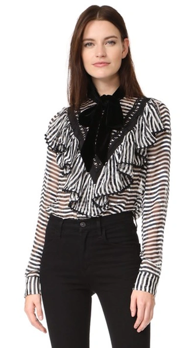 Shop Preen By Thornton Bregazzi Phillipa Top In Black/white Stripe