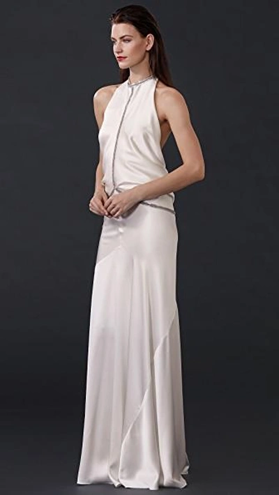 Shop Alexander Wang Backless Gown With Fishbone Chain In Eggshell