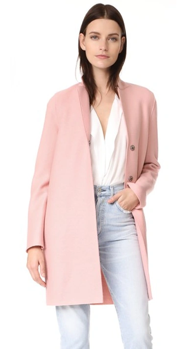 Harris Wharf London Cocoon Coat In Pastel Pink