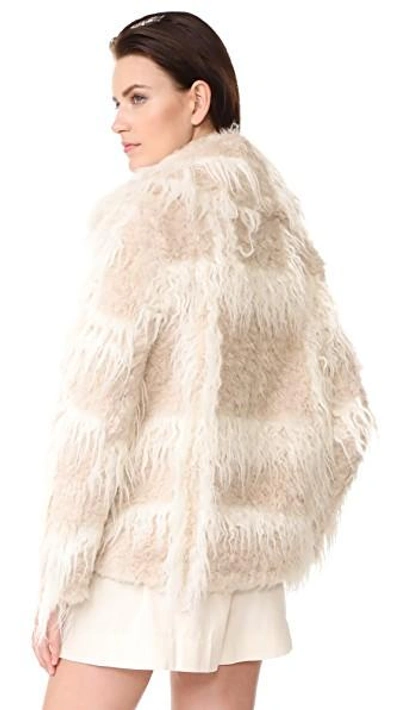 Shop Helmut Lang Shawl Collar Faux Fur Jacket In Chalk/cream
