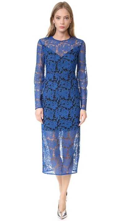 Shop Diane Von Furstenberg Tailored Midi Dress In Klein Blue/black
