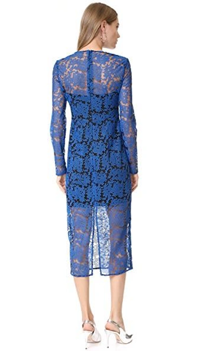 Shop Diane Von Furstenberg Tailored Midi Dress In Klein Blue/black