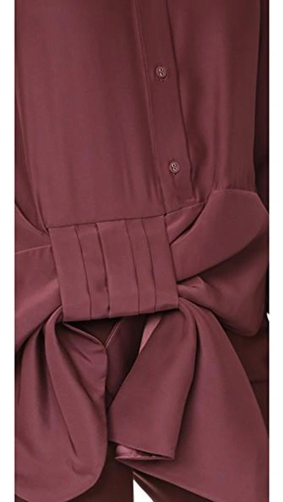 Shop Victoria Victoria Beckham Asymmetrical Tux Bow Shirt In Burgundy