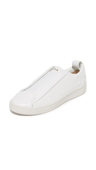 Dkny Brayden Luxe Debossed Slip On Sneakers In White