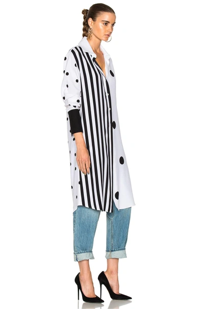 Shop Monse Asymmetric Print Blouse In Black & White