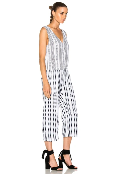 Shop Lemlem Yeshi Jumpsuit In Geometric Print,stripes,white