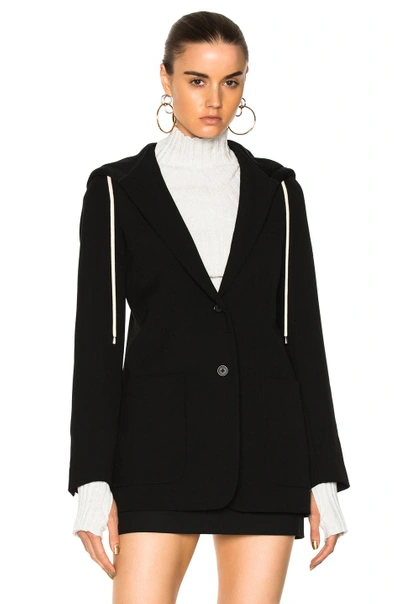 Shop Helmut Lang Hooded Blazer Jacket In Black