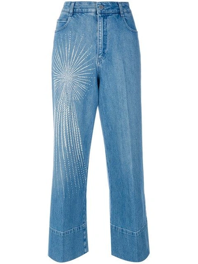Shop Stella Mccartney Embellished Wide-leg Jeans - Blue
