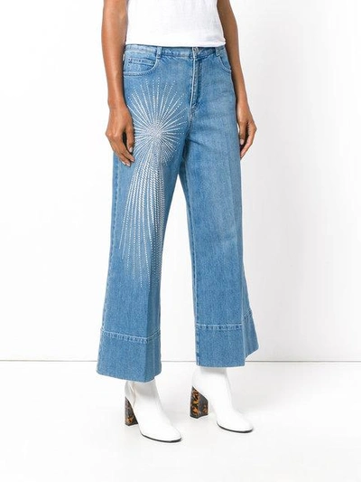 Shop Stella Mccartney Embellished Wide-leg Jeans - Blue