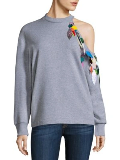 Shop Christopher Kane Cold-shoulder Sweatshirt In Grey