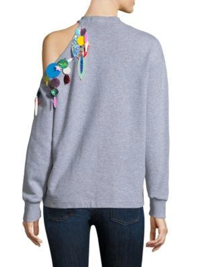 Shop Christopher Kane Cold-shoulder Sweatshirt In Grey