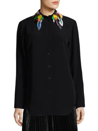 Shop Christopher Kane Embellished Button-front Shirt In Black