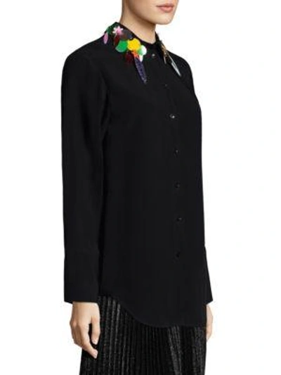Shop Christopher Kane Embellished Button-front Shirt In Black