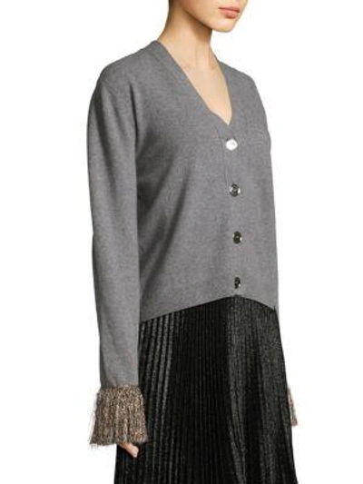 Shop Christopher Kane Fringe Cardigan In Grey