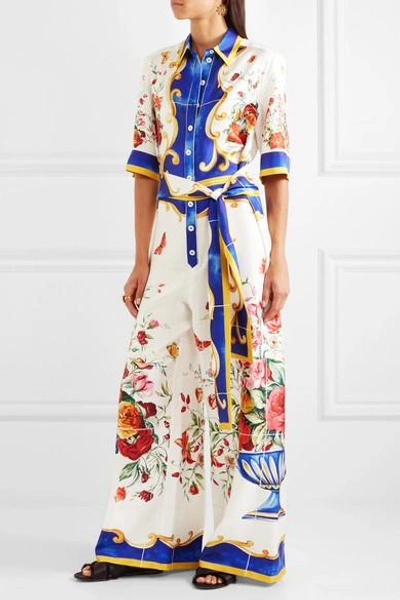 Shop Dolce & Gabbana Printed Silk-crepe Jumpsuit