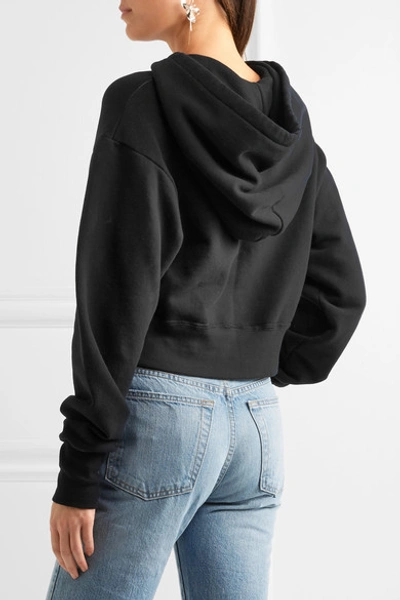 Shop Re/done Cropped Embroidered Stretch-cotton Jersey Hooded Top