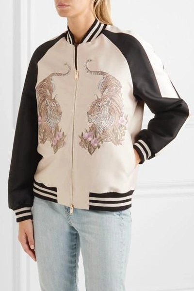 Shop Stella Mccartney Lorinda Embroidered Faille Bomber Jacket