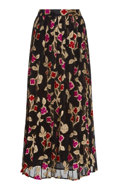 Dodo Bar Or Jenn Floral Lurex Pleated Skirt
