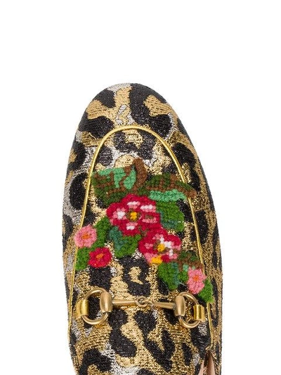 Shop Gucci Leopard Embroidered Princetown Mules