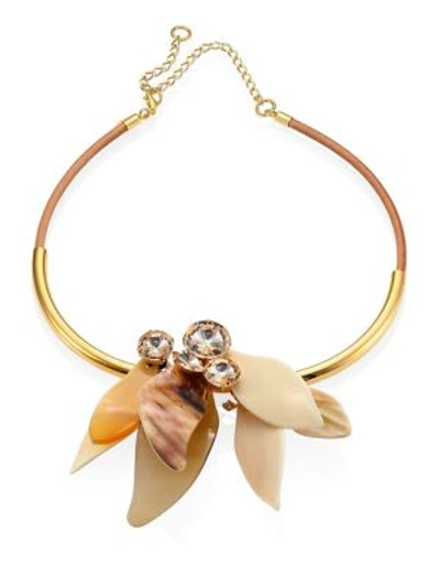Marni Horn & Crystal Necklace In Pale Gold
