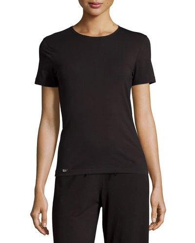 La Perla New Project Crewneck Lounge Tee In Black-0002