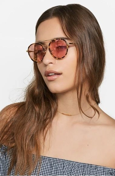 Shop Sonix Charli 50mm Mirrored Lens Round Sunglasses In Brown Tortoise/ Pink Mirror