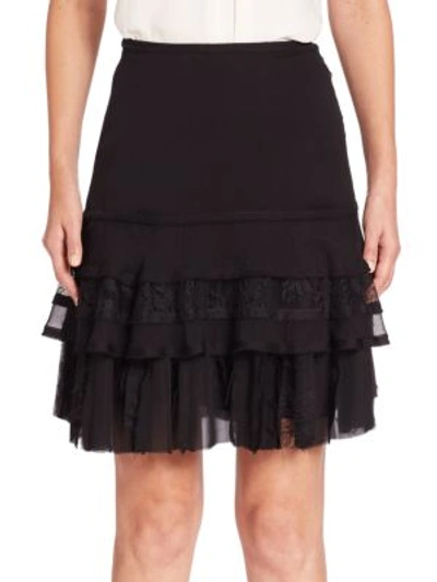 Jason Wu Crinkled Chiffon Mini Skirt In Black