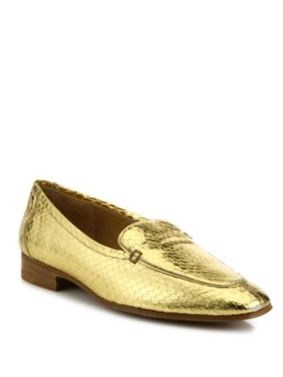 Shop The Row Adam Metallic Leather Loafers In Gold