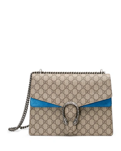 Gucci Dionysus Gg Supreme Shoulder Bag, Beige/bright Blue