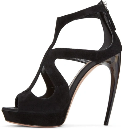 Shop Alexander Mcqueen Black Horn Heel Sandals