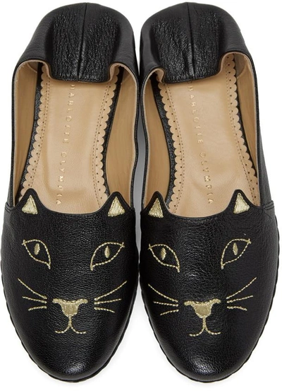 Shop Charlotte Olympia Black Kitty Espadrilles