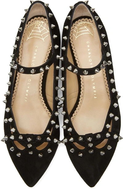 Charlotte Olympia Black Suede Kensington Flats | ModeSens