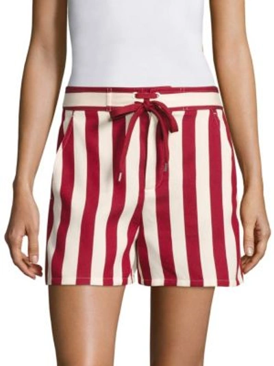 Red Valentino Striped Cotton-blend Shorts In Amarena