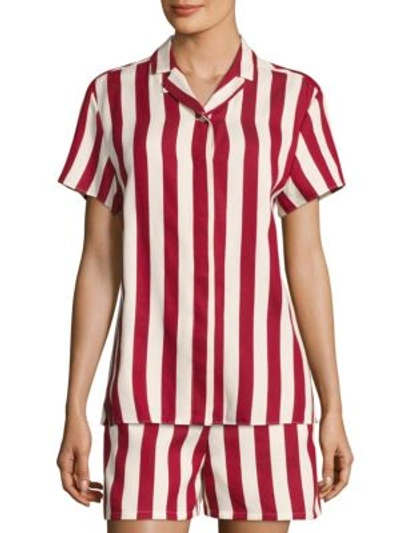 Red Valentino Striped Short-sleeve Shirt In Amarena